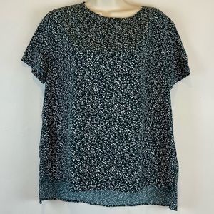 SHEIN Green Blouse with Ivy Design Short Sleeve Size XL Key hole back